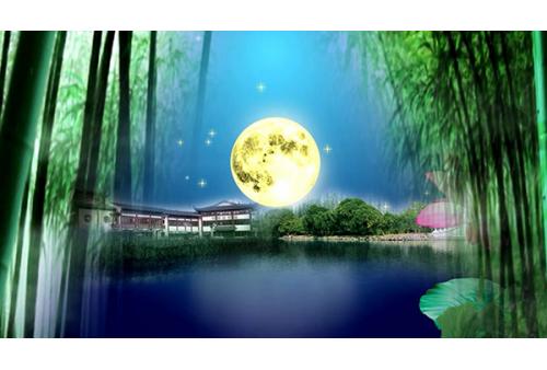 c416 月光下的凤尾竹葫芦丝演奏孔雀舞傣族舞蹈舞台LED大屏幕背景视频 包素材网
