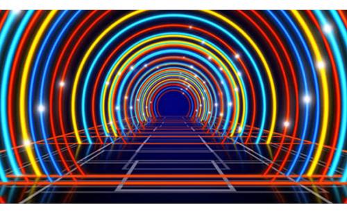 s340绚丽霓虹拱形线条光效粒子视频素材 包素材网