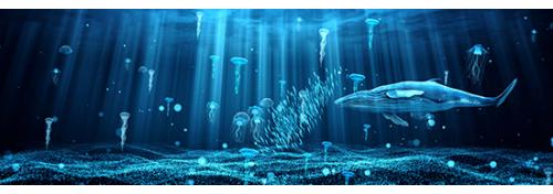 s208 6K沉浸式全息裸眼3D鲸鱼海底世界超宽屏粒子LED投影视频素材